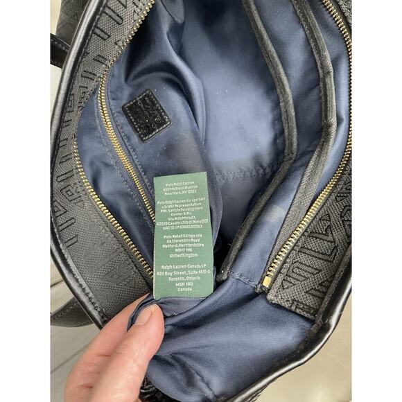 Lauren Ralph Lauren Monogram Canvas Tote Leather Straps Handbag Classic - Picture 8 of 10